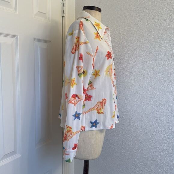 Y2k vintage Bebe pinup guitar print button down shirt - Picture 13 of 15